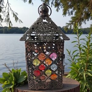 Moroccan Inspired Tealight Candle Holder Lantern Elegant Table Top Hanging‎ Lamp